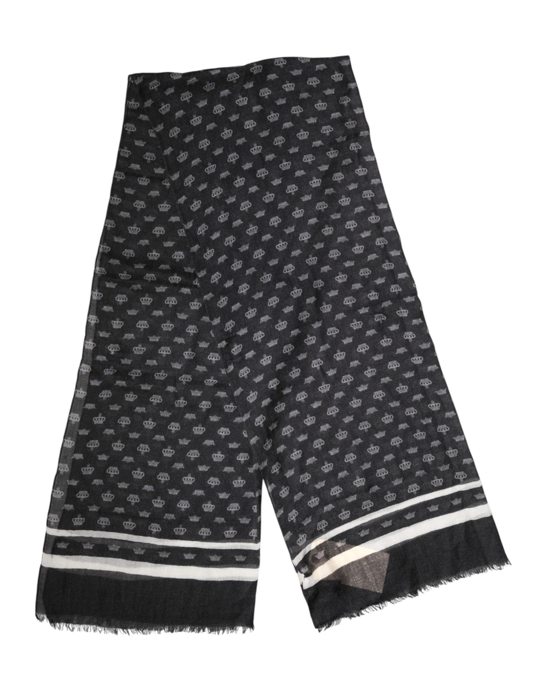 Dolce &amp; Gabbana Black Crown Cashmere Neck Wrap Shawl Scarf