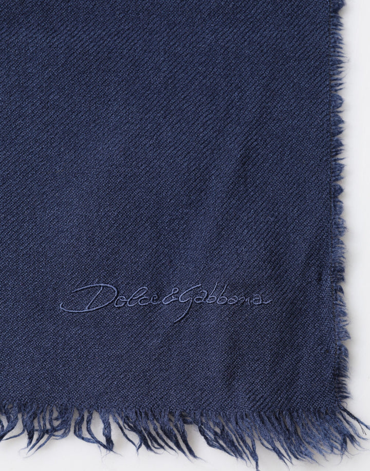 Dolce &amp; Gabbana Scarf Blue Cashmere Neck Wrap Shawl Men