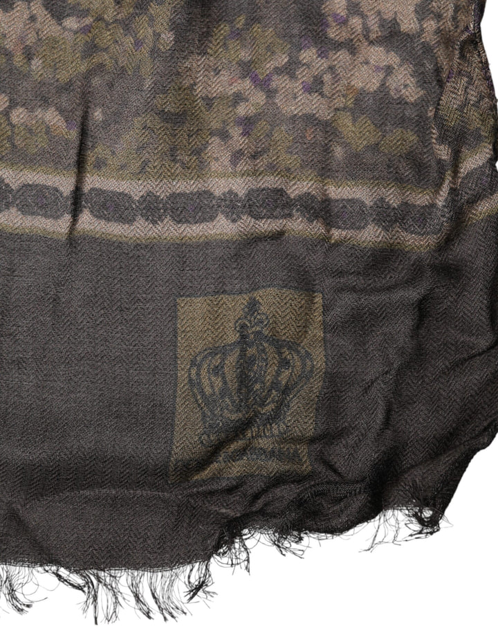 Dolce &amp; Gabbana Brown Camouflage Modal Men Shawl Scarf