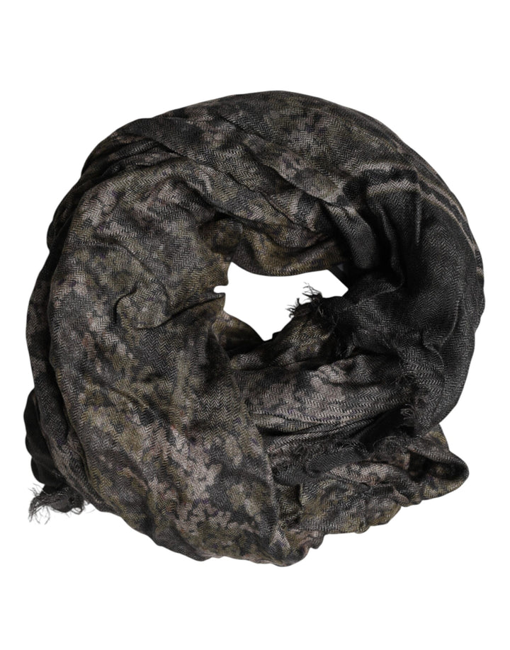 Dolce &amp; Gabbana Brown Camouflage Modal Men Shawl Scarf