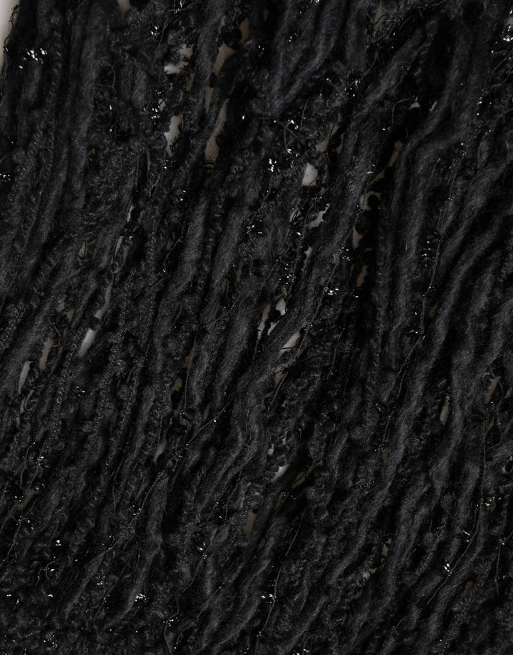 Dolce &amp; Gabbana Black Cashmere Knit Shawl Fringes Scarf