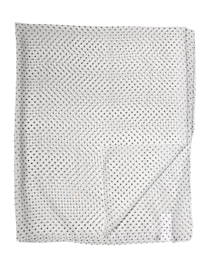 Dolce & Gabbana White Polka Dot Polyester Shawl Scarf