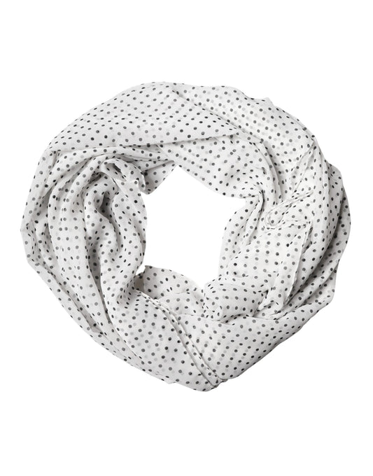 Dolce & Gabbana White Polka Dot Polyester Shawl Scarf