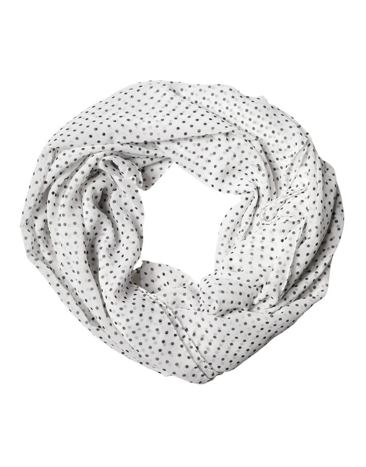 Dolce & Gabbana White Polka Dot Polyester Shawl Scarf