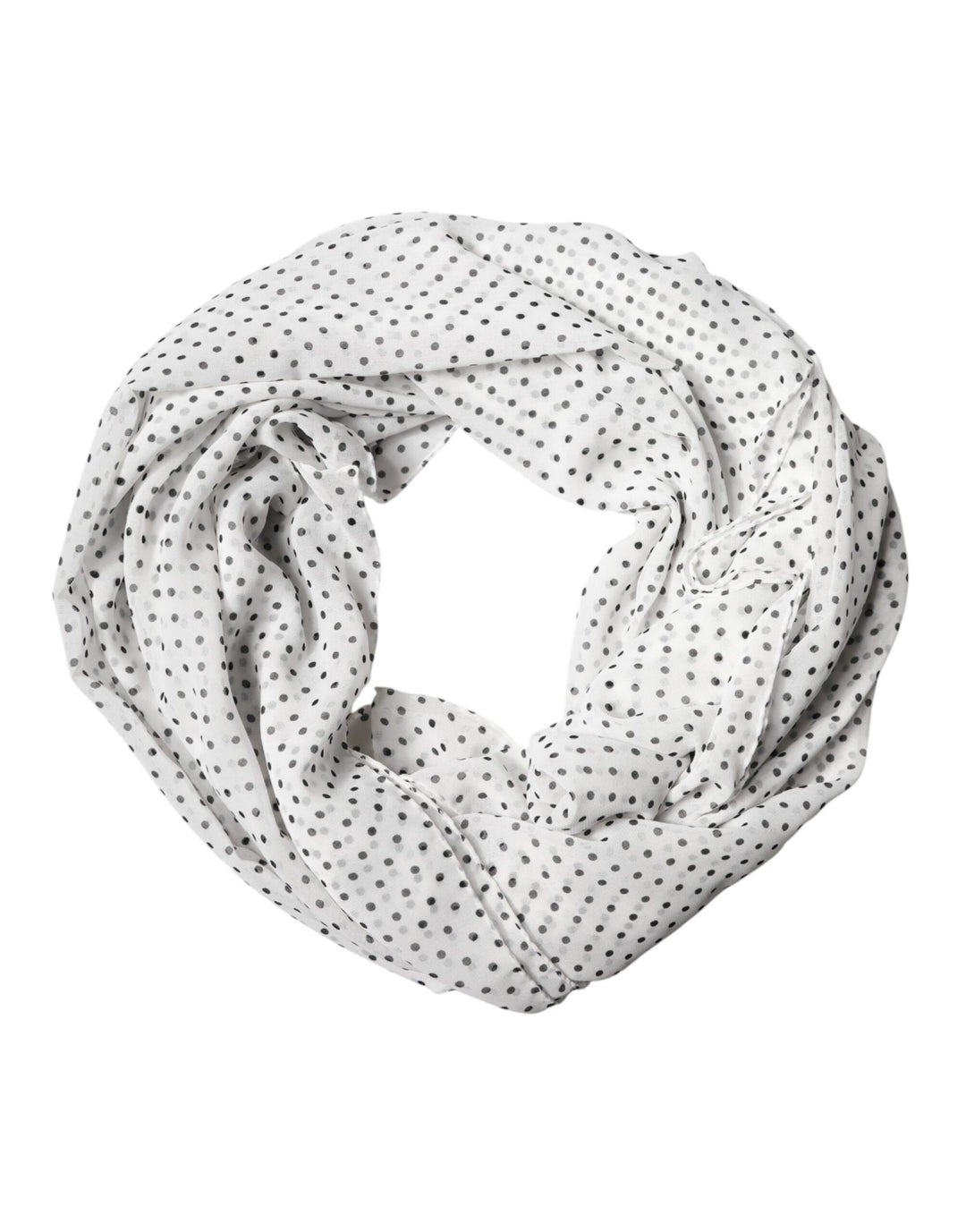 Dolce &amp; Gabbana White Polka Dot Polyester Shawl Scarf
