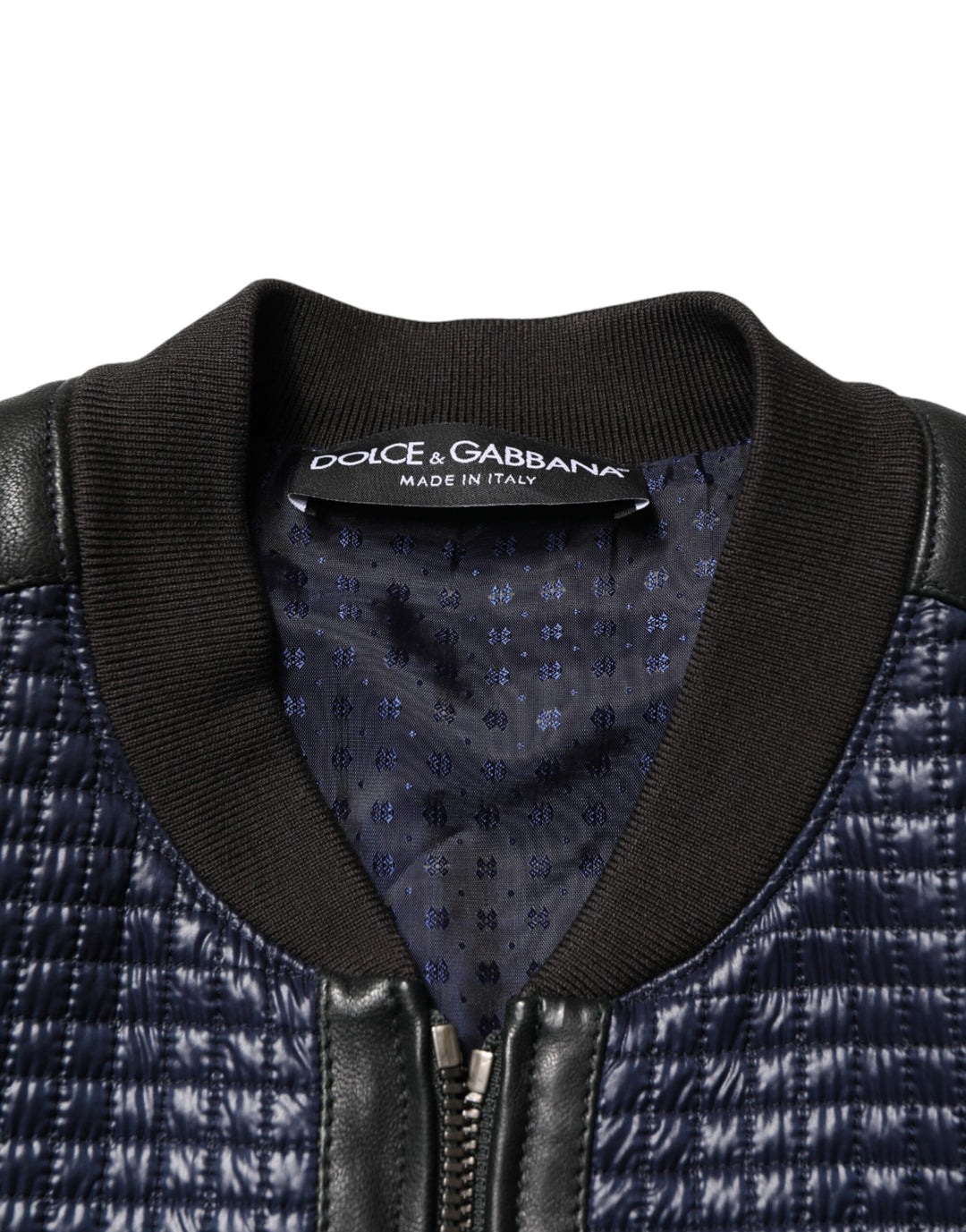 Dolce &amp; Gabbana Blue Nylon Full Zip Bomber Men Jacket