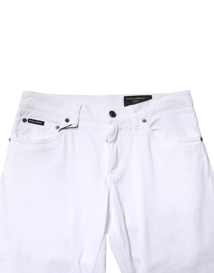 Dolce &amp; Gabbana White Cotton Stretch Skinny Denim Men Jeans