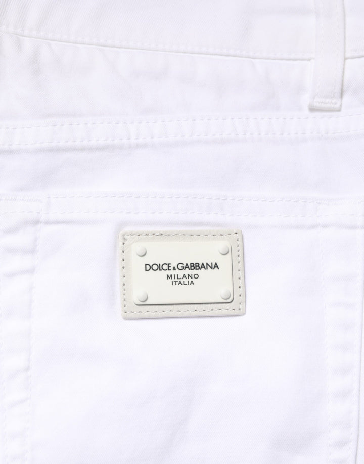 Dolce &amp; Gabbana White Cotton Stretch Skinny Denim Men Jeans