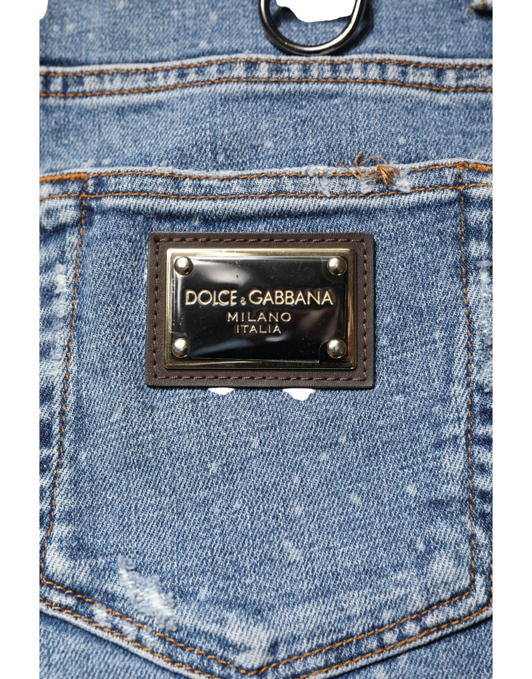 Dolce &amp; Gabbana Blue Embellished Cotton Skinny Denim Jeans