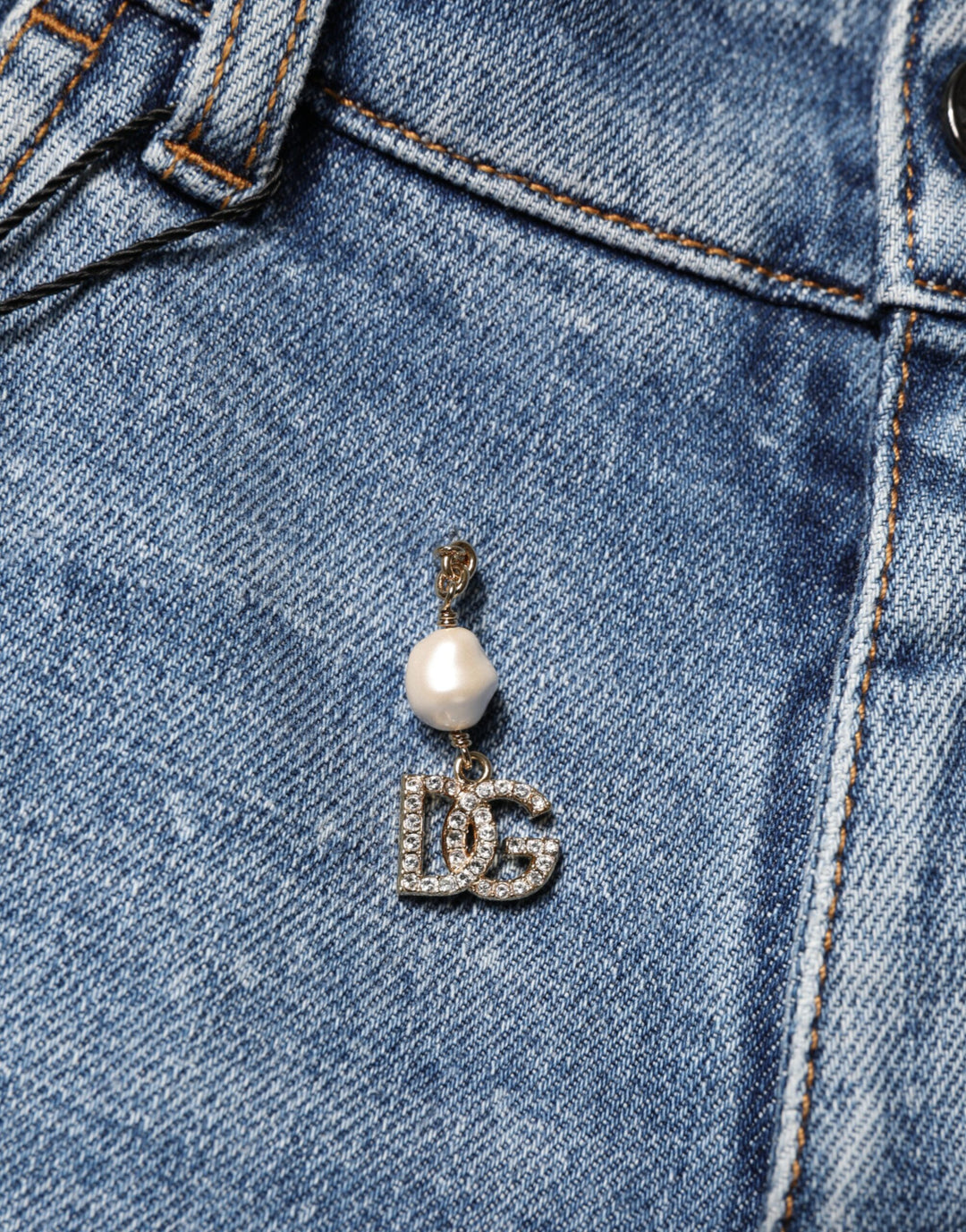Dolce &amp; Gabbana Blue Embellished Cotton Skinny Denim Jeans