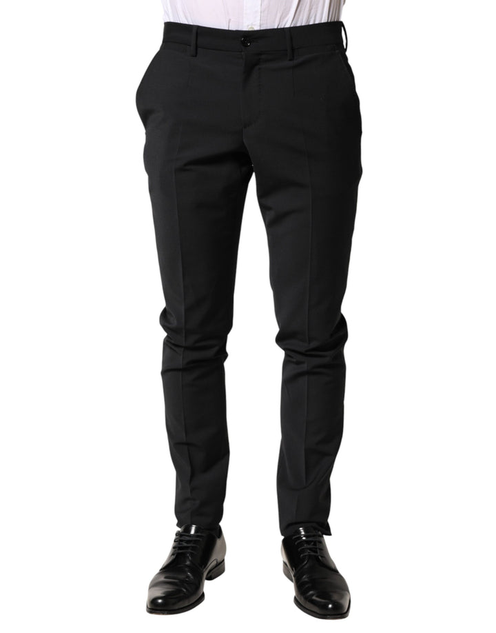 Dolce &amp; Gabbana Black Wool Formal Dress Men Trouser Pants