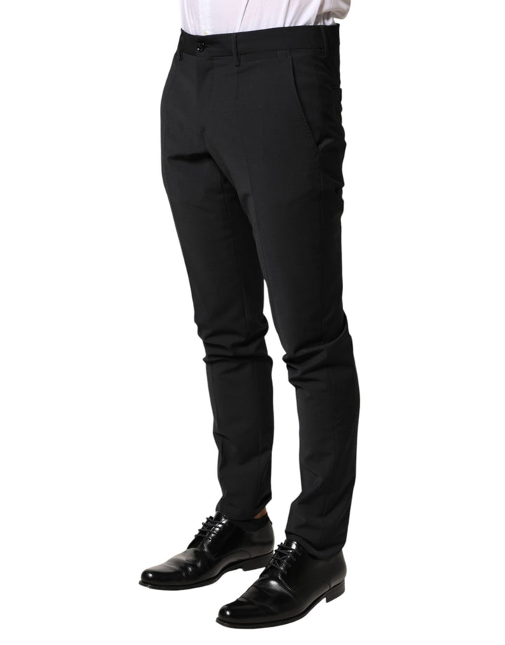 Dolce &amp; Gabbana Black Wool Formal Dress Men Trouser Pants