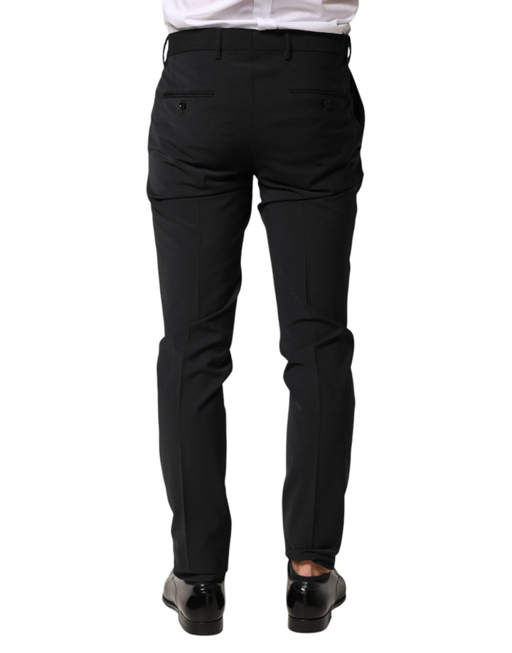 Dolce &amp; Gabbana Black Wool Formal Dress Men Trouser Pants