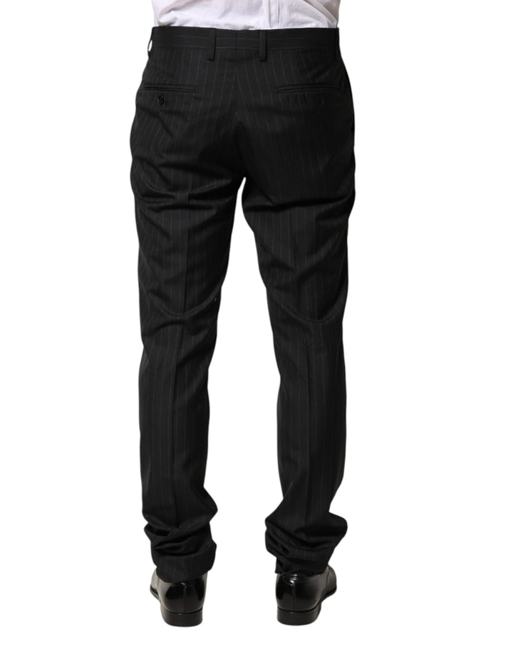 Dolce &amp; Gabbana Black Stripes Wool Men Dress Trousers Pants