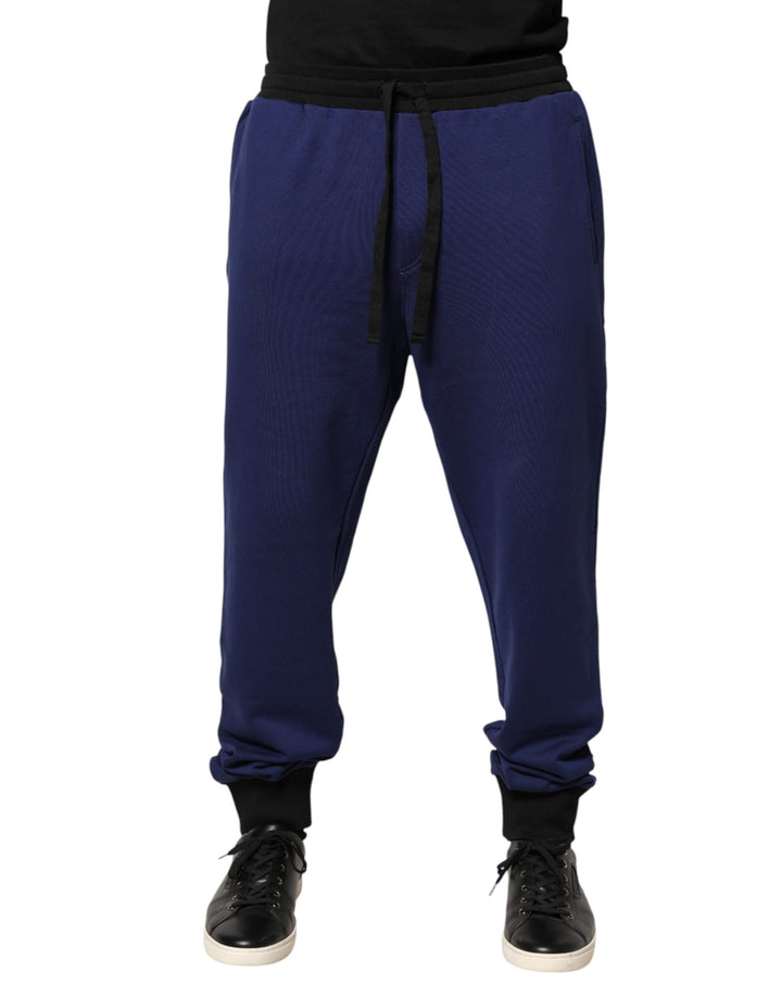 Dolce &amp; Gabbana Blue Cotton Mid Waist Jogger Trousers Pants