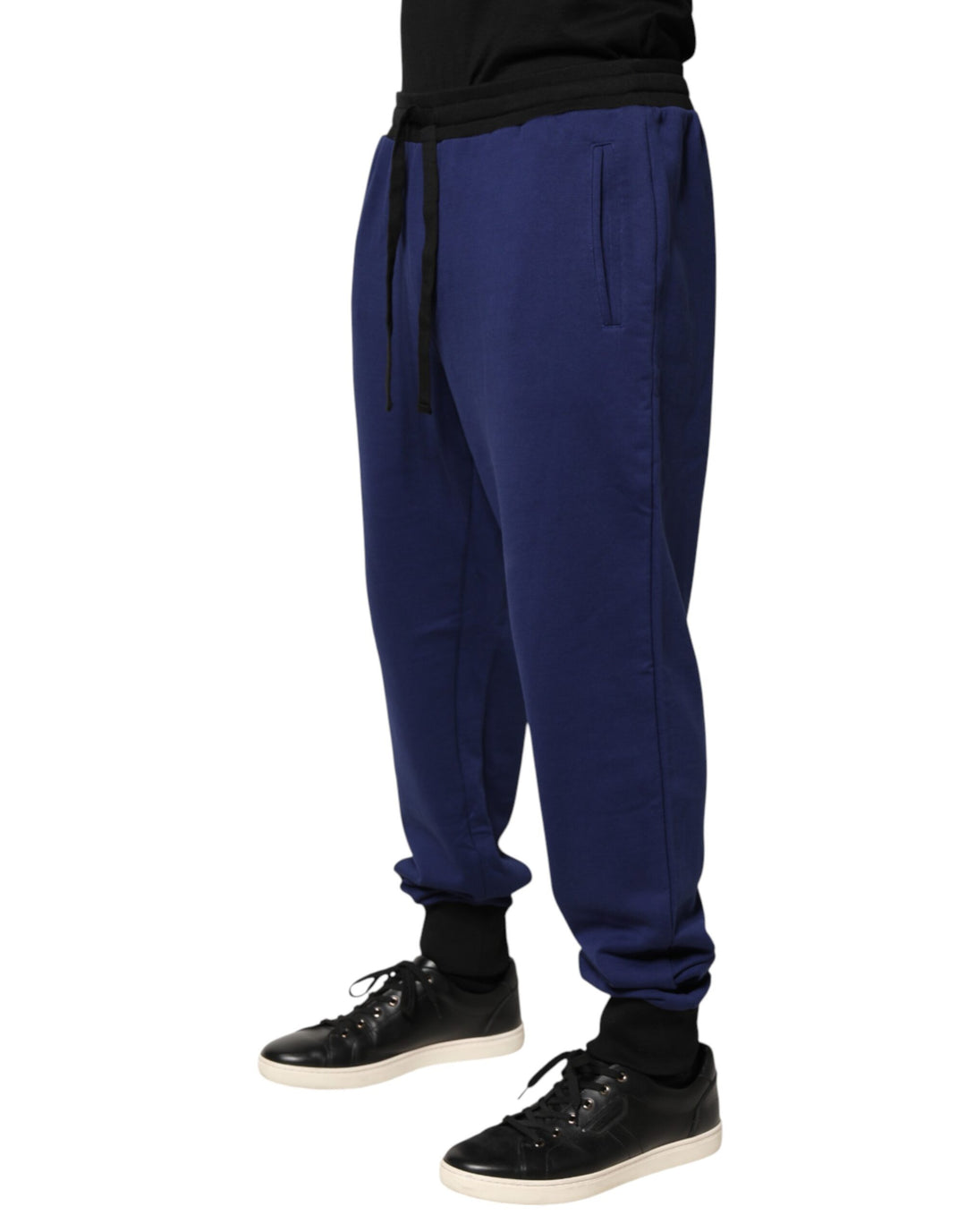 Dolce &amp; Gabbana Blue Cotton Mid Waist Jogger Trousers Pants