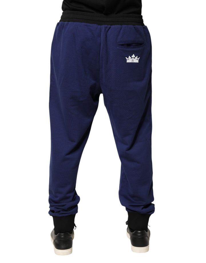 Dolce &amp; Gabbana Blue Cotton Mid Waist Jogger Trousers Pants