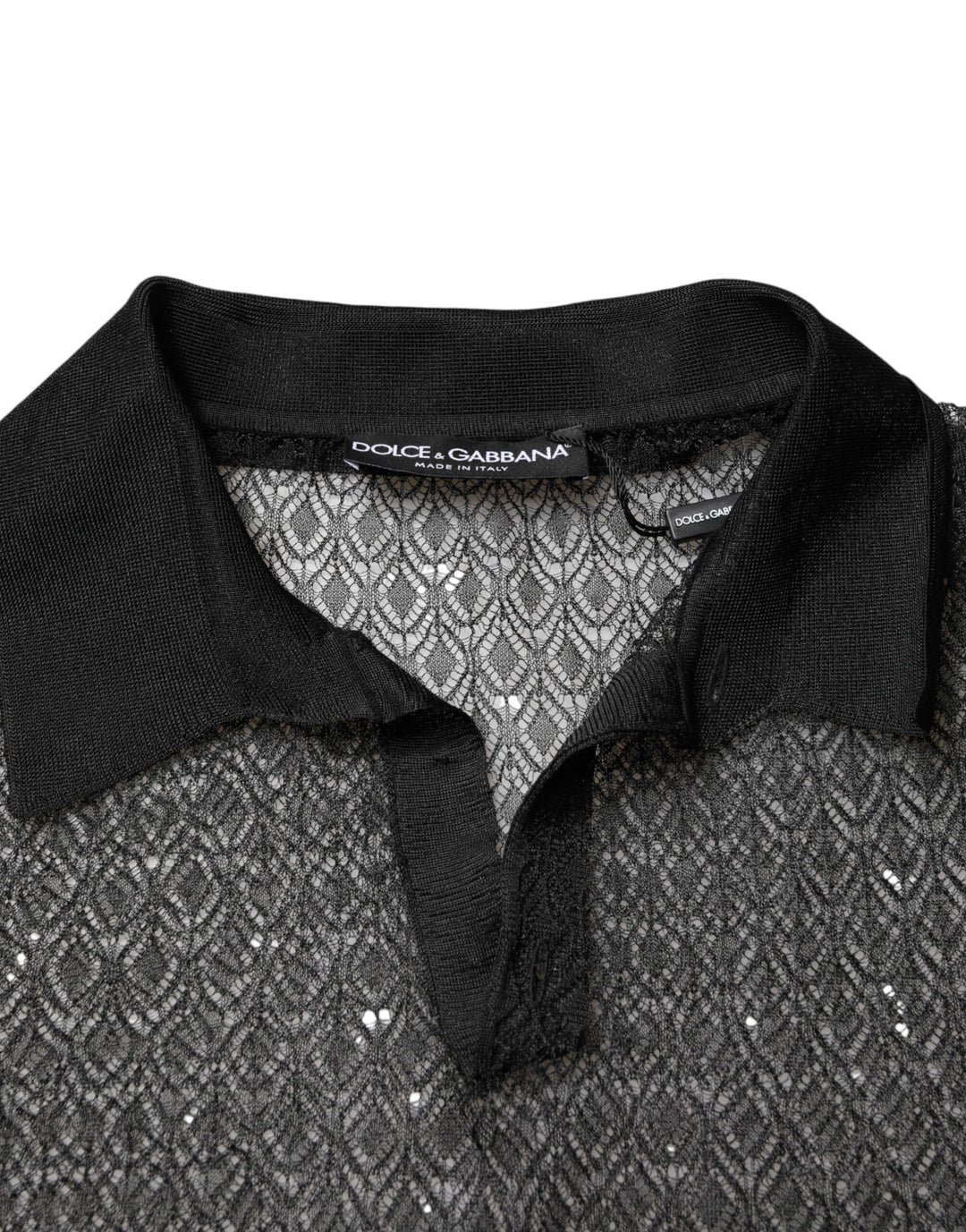Dolce &amp; Gabbana Black Sheer Short Sleeves Casual Polo  Top