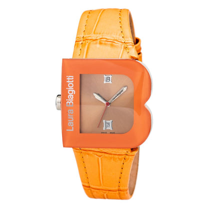 Laura Biagiotti Orange Leather Dress Watch