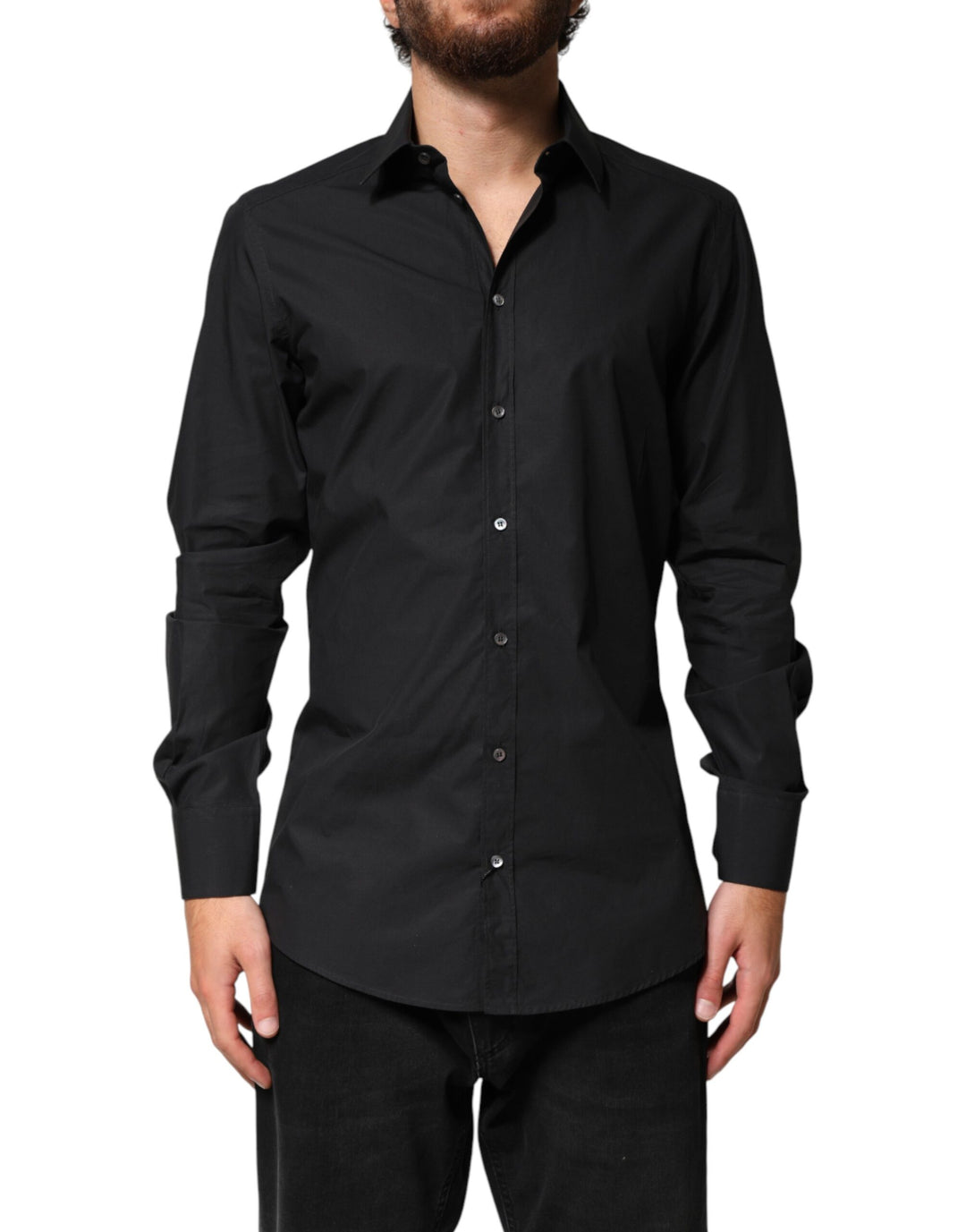 Dolce &amp; Gabbana Black GOLD Cotton Men Dress Formal Shirt