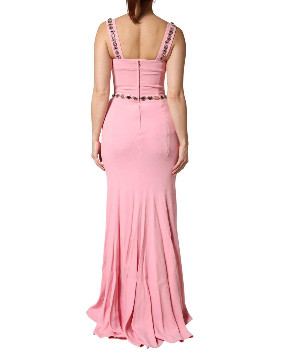 Dolce &amp; Gabbana Pink Embellished Sheath Mermaid Gown Dress