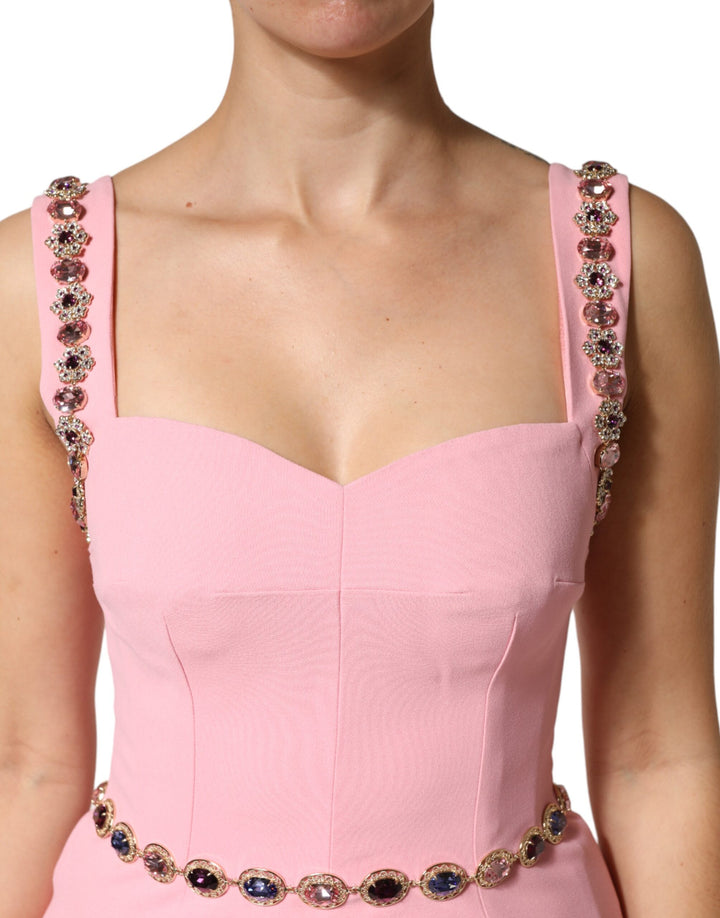 Dolce &amp; Gabbana Pink Embellished Sheath Mermaid Gown Dress