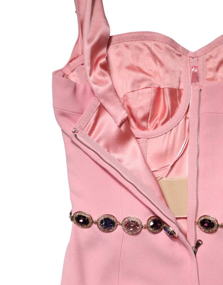 Dolce &amp; Gabbana Pink Embellished Sheath Mermaid Gown Dress