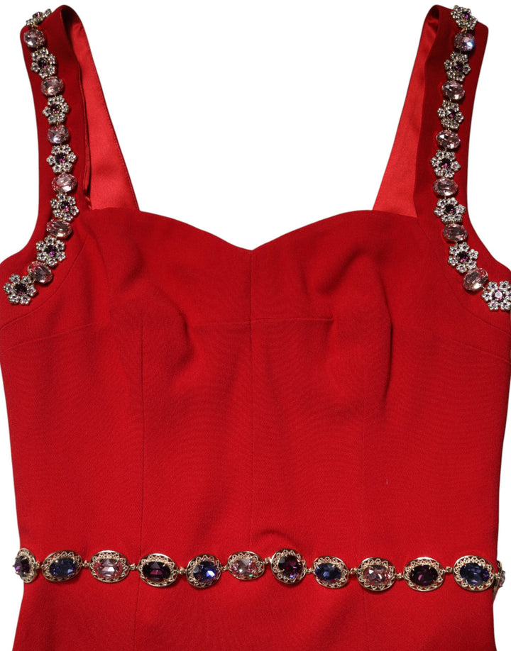 Dolce &amp; Gabbana Red Embellished Sheath Mermaid Gown Dress