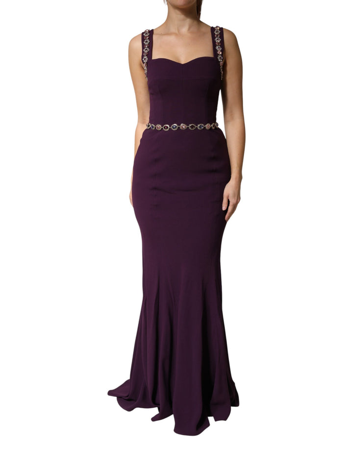 Dolce &amp; Gabbana Violet Embellished Sheath Mermaid Gown Dress