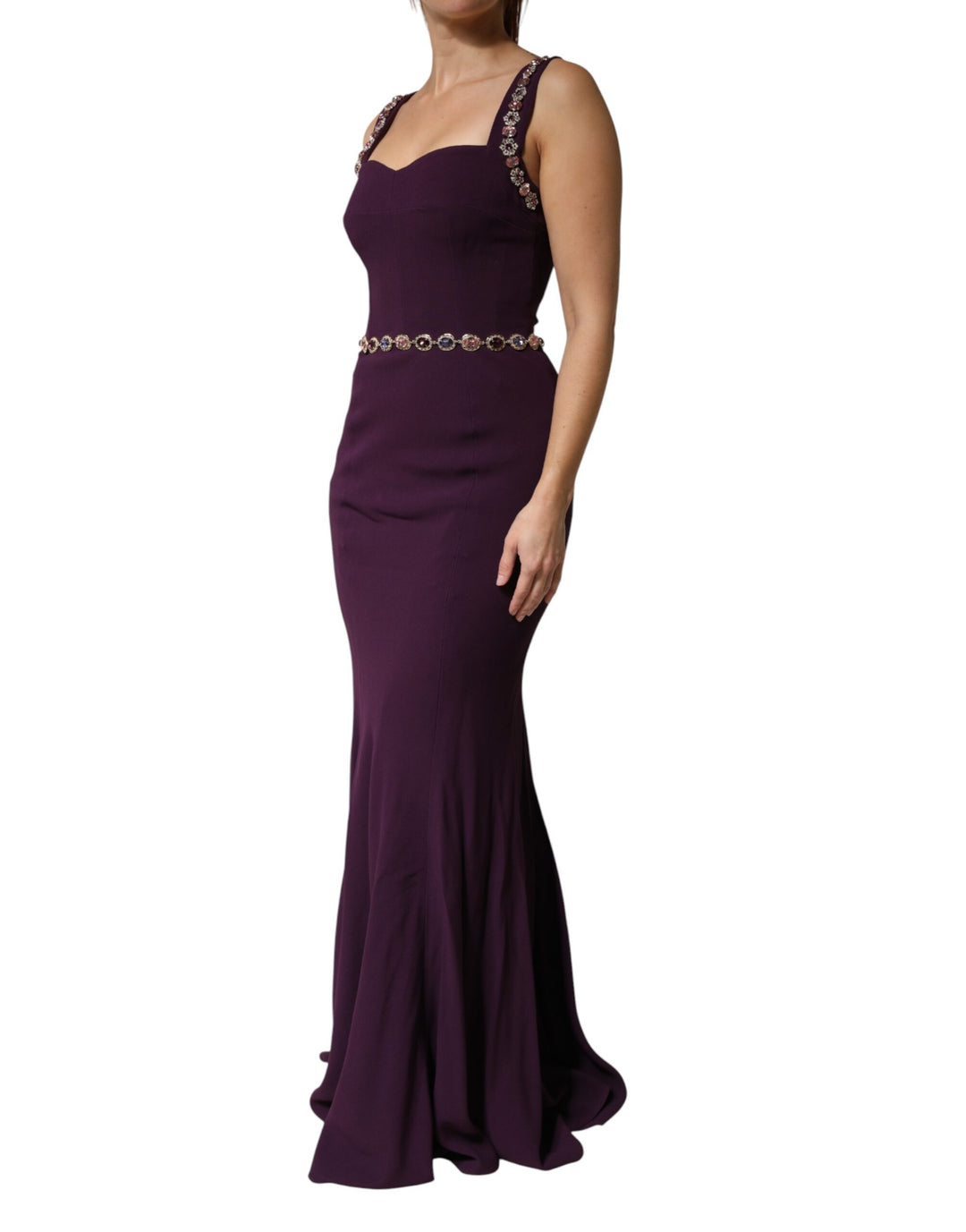 Dolce &amp; Gabbana Violet Embellished Sheath Mermaid Gown Dress