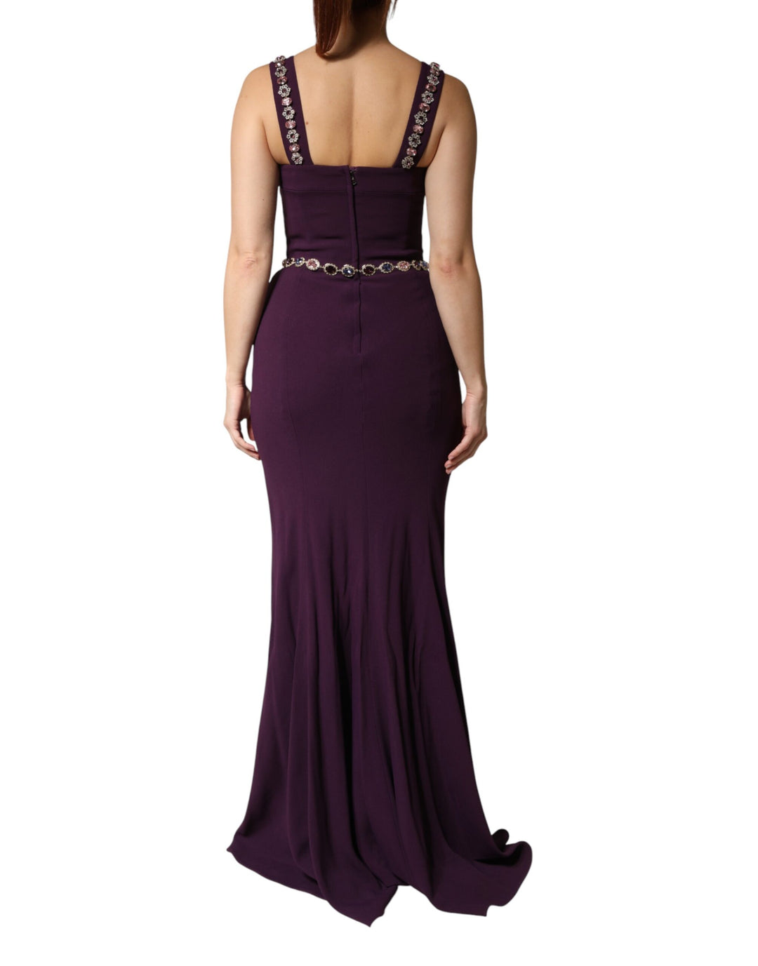 Dolce &amp; Gabbana Violet Embellished Sheath Mermaid Gown Dress