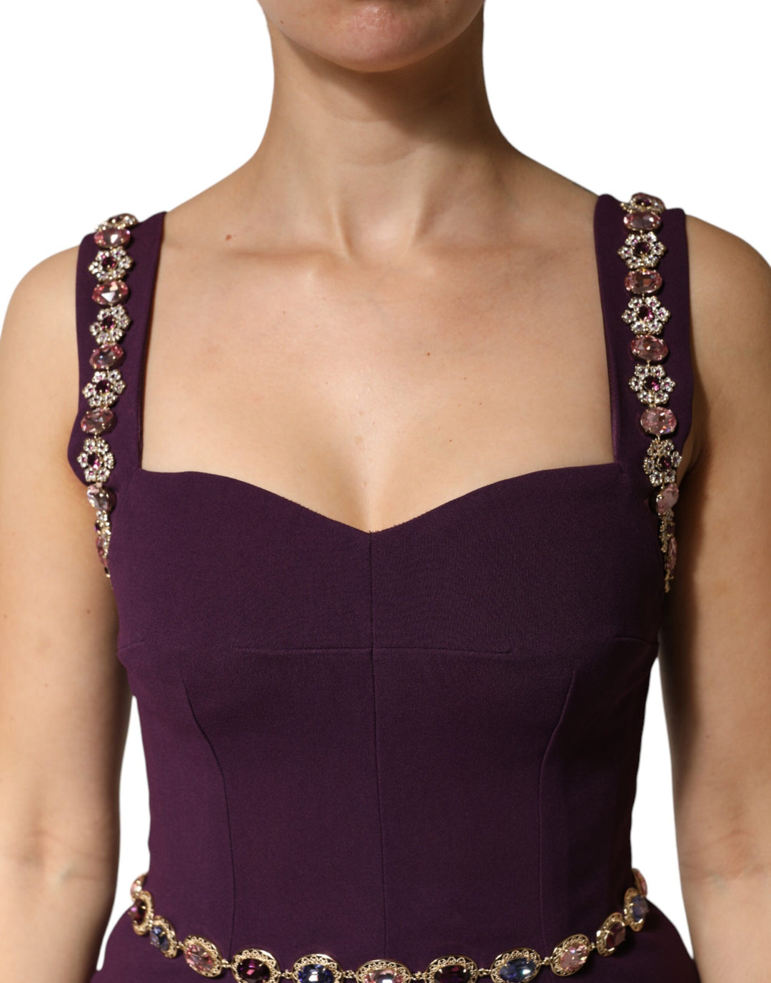Dolce &amp; Gabbana Violet Embellished Sheath Mermaid Gown Dress