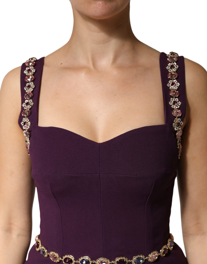 Dolce &amp; Gabbana Violet Embellished Sheath Mermaid Gown Dress