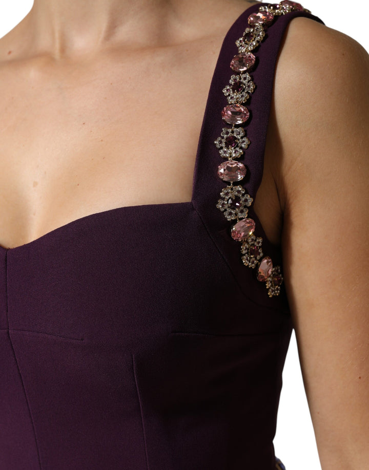 Dolce &amp; Gabbana Violet Embellished Sheath Mermaid Gown Dress