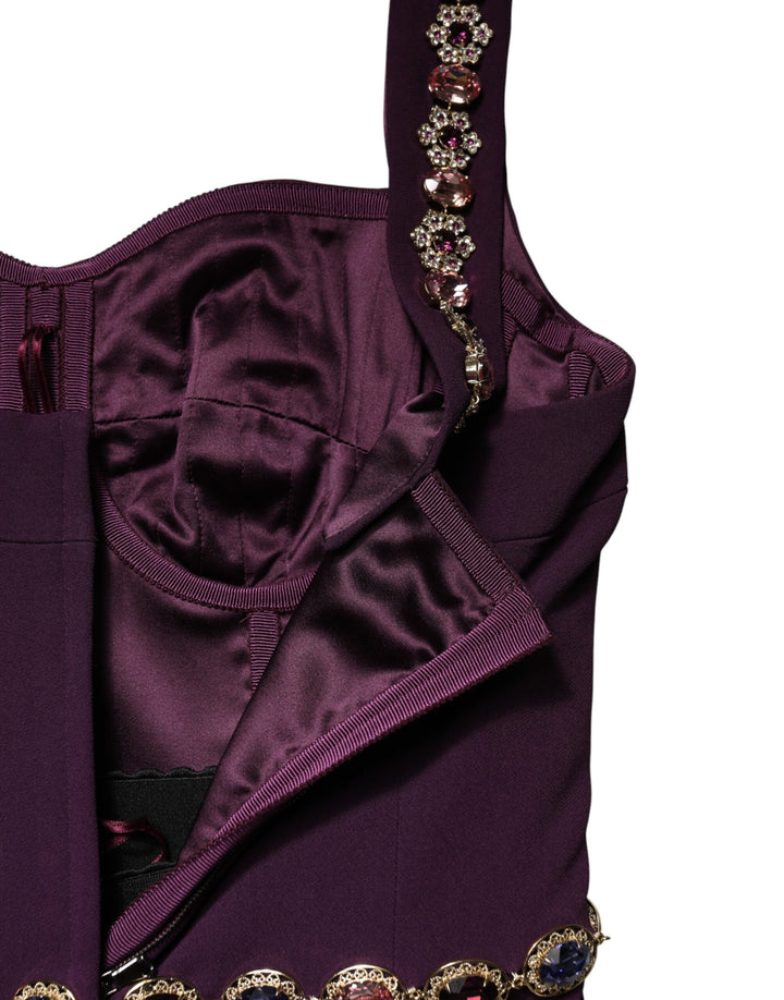 Dolce &amp; Gabbana Violet Embellished Sheath Mermaid Gown Dress