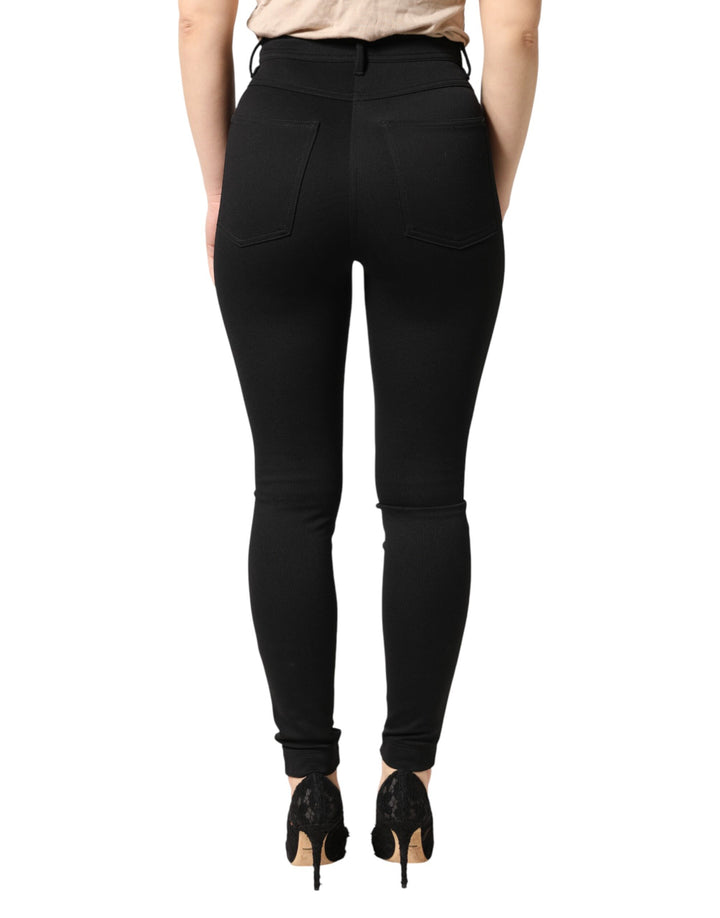 Dolce &amp; Gabbana Black Nylon Stretch Skinny High Waist Pants