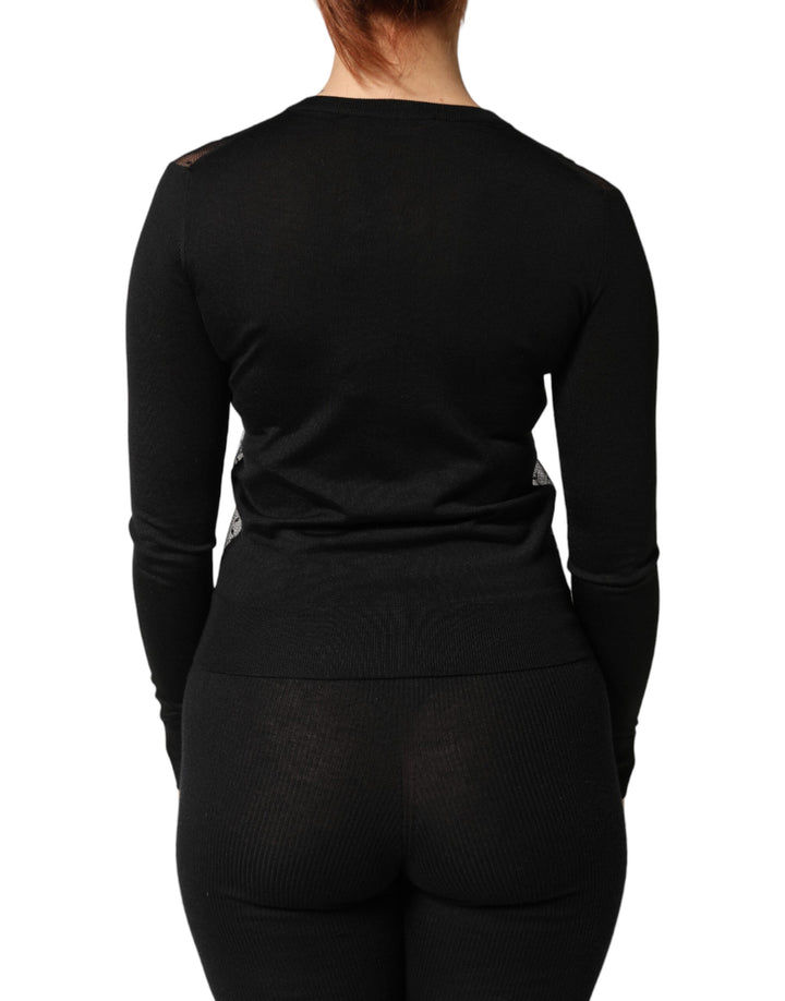 Dolce &amp; Gabbana Black Sheer Button Down Cardigan Sweater