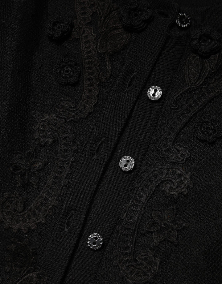 Dolce &amp; Gabbana Black Sheer Button Down Cardigan Sweater