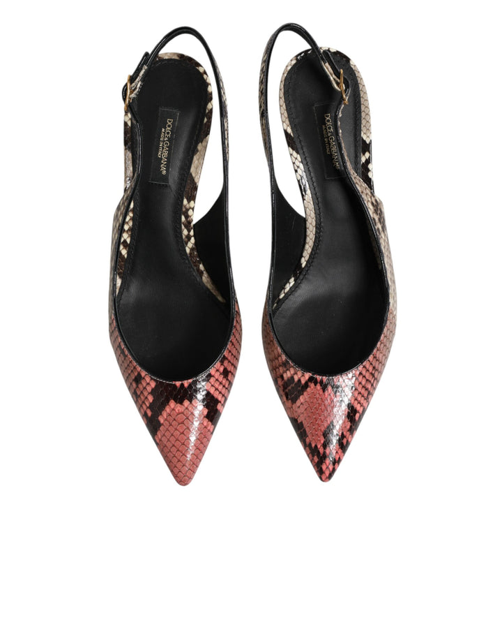 Dolce &amp; Gabbana Multicolor Leather Heels Slingback Shoes