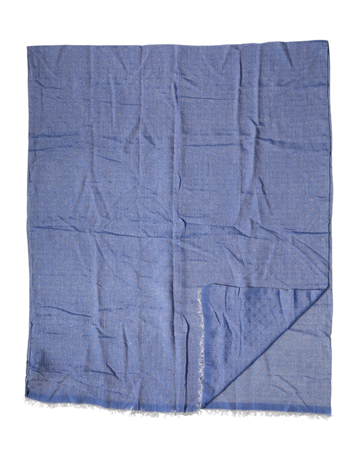 Dolce &amp; Gabbana Blue Lace Stole Cotton Neck Wrap Shawl Scarf