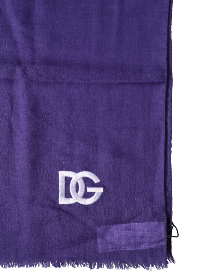 Dolce &amp; Gabbana Purple Lace Stole Cotton Wrap Shawl Scarf