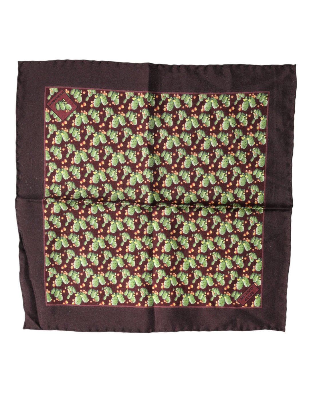 Dolce &amp; Gabbana Brown Cactus Print Square Handkerchief Scarf