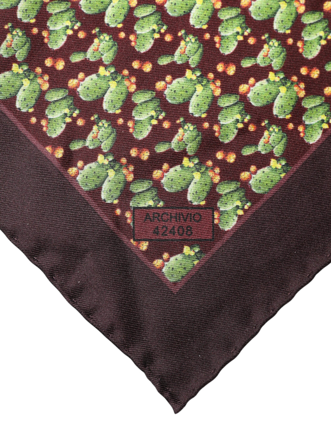 Dolce &amp; Gabbana Brown Cactus Print Square Handkerchief Scarf