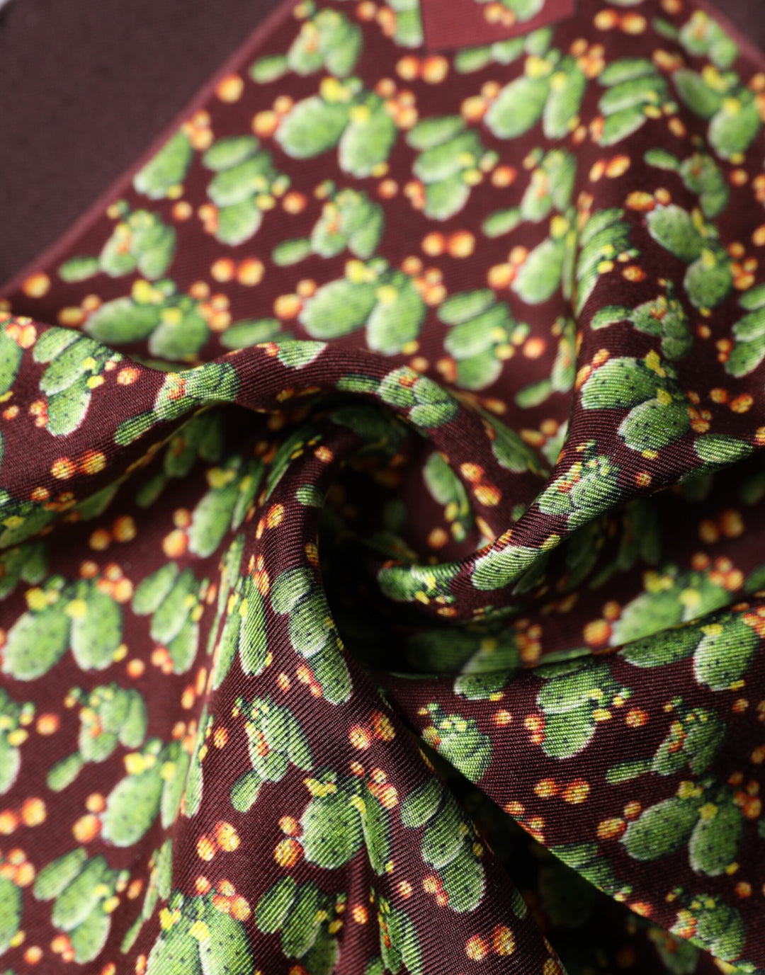 Dolce &amp; Gabbana Brown Cactus Print Square Handkerchief Scarf