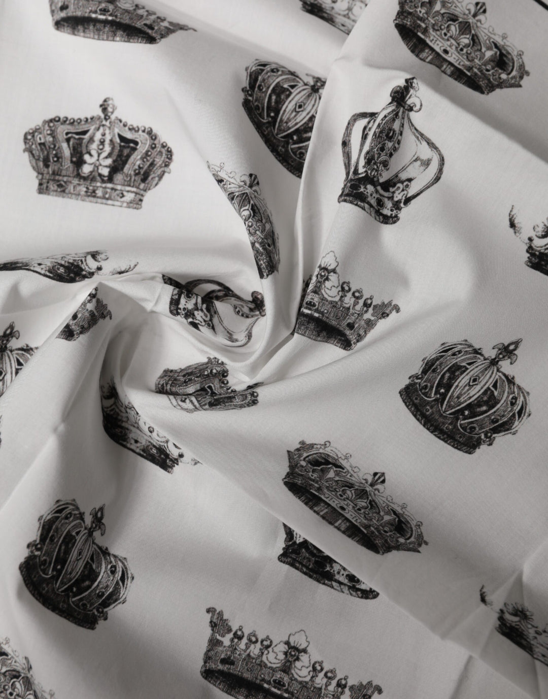 Dolce &amp; Gabbana White Crown Cotton Square Foulard Scarf