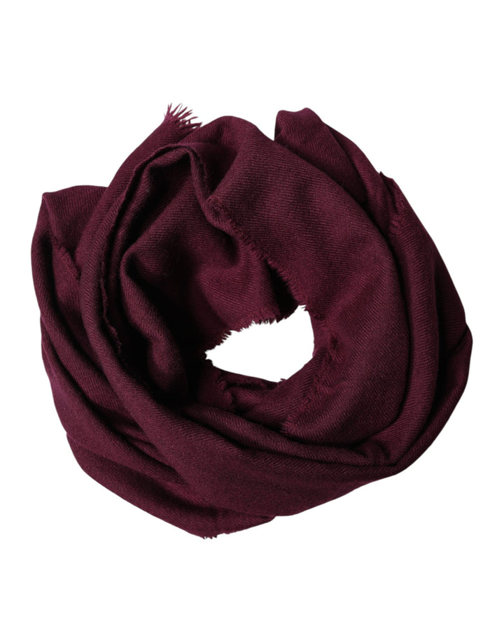 Dolce &amp; Gabbana Maroon Cashmere Fringes Neck Wrap Shawl Scarf