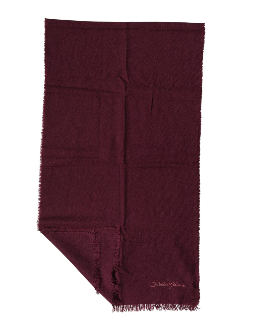 Dolce &amp; Gabbana Maroon Cashmere Fringes Neck Wrap Shawl Scarf