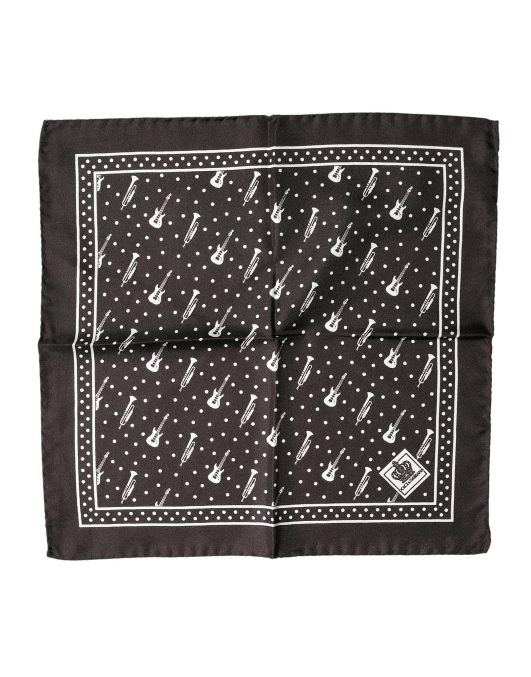 Dolce &amp; Gabbana Black Guitar Trumpet Men Handkerchief Scarf