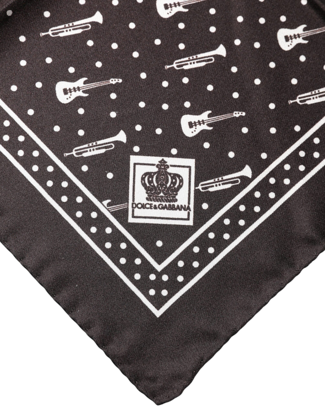 Dolce &amp; Gabbana Black Guitar Trumpet Men Handkerchief Scarf
