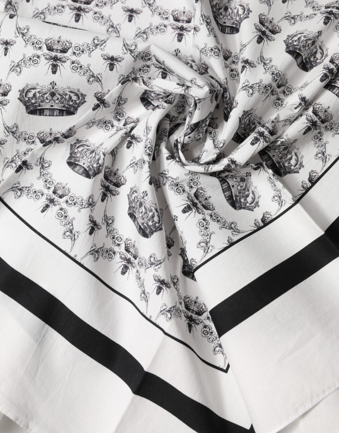 Dolce &amp; Gabbana White Crown Cotton Men Square Foulard Scarf